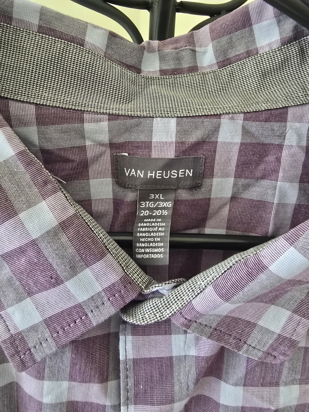 Van Heusen Lavender and White Checked Button-Down Shirt - Picture 7 of 7